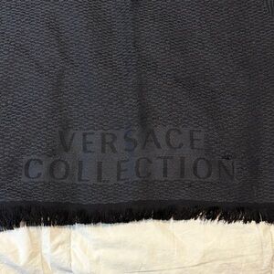 Versace Collection Black Textured Scarf